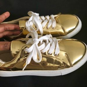 Gold & white sneakers